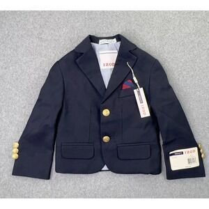 NEW Izod Suit Jacket‎ Boys Size 2T Navy Gold Buttons Preppy Sport Coat Stretch